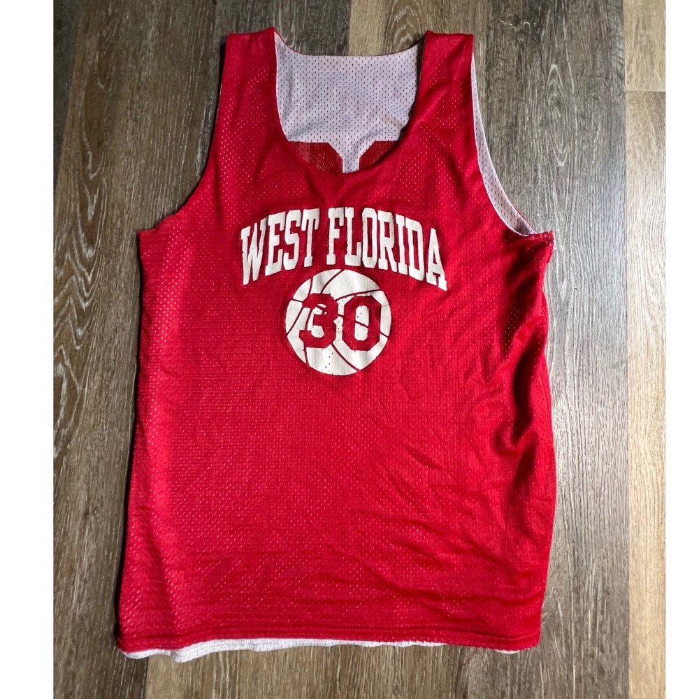 Vintage Basketball‎ Jersey Mens L Red White Reversible West Florida 30 Mesh Tank
